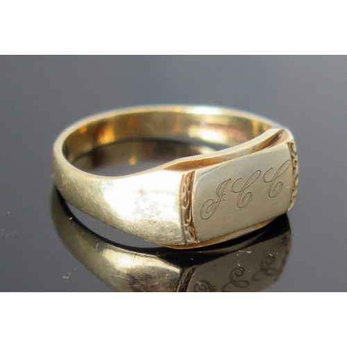 208 - A 9ct Gold Signet Ring engraved with JCC initials, size T.5, hallmarked, 5.15g