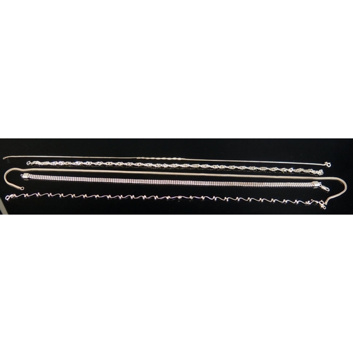 262 - Five Silver Necklaces, 44.82g