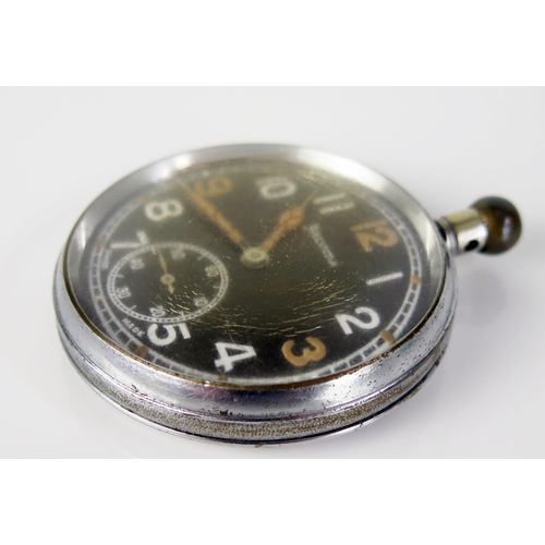 400 - A HELVETIA Military Open Dial Keyless Pocket Watch, the back engraved with crow's foot, 