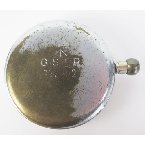 400 - A HELVETIA Military Open Dial Keyless Pocket Watch, the back engraved with crow's foot, 