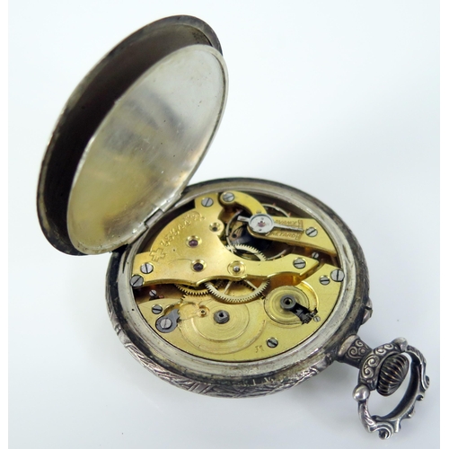 404 - A WWI Open Dial Keyless Pocket Watch, the back decorated with and image of 