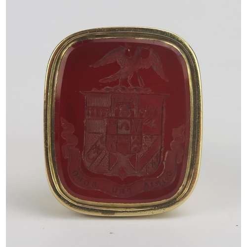 49 - The Murdoch Family of Perthshire _ A Large Precious Yellow Metal and Carnelian Fob Seal decorated wi... 