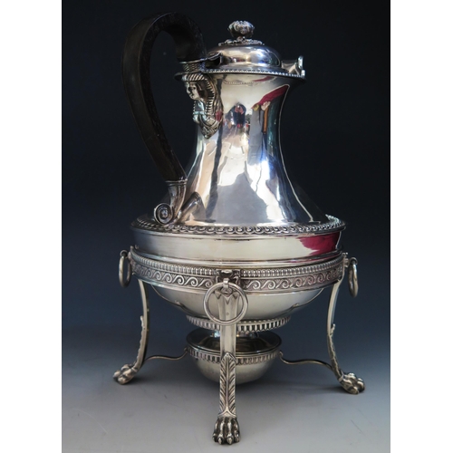 556 - A George III silver tea kettle, stand and burner, maker Abistinando King, London, 1807, crested, of ... 