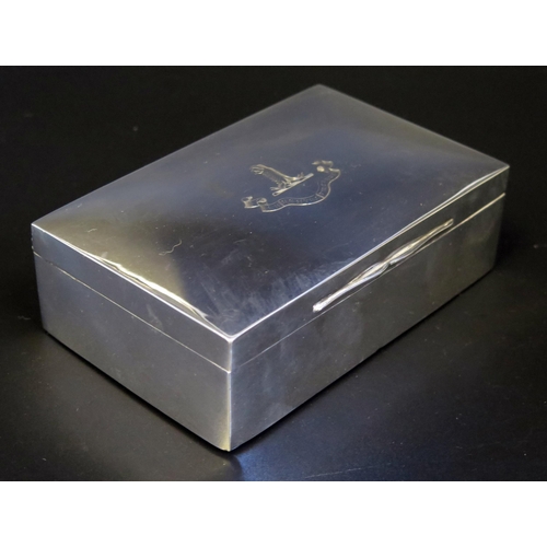 608 - An Edward VII silver cigarette, box, maker Mappin & Webb, London, 1902, crested, of plain rectangula... 