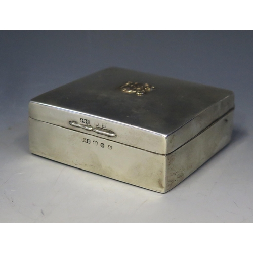 648 - A late Victorian silver cigarette box, maker's mark worn, Birmingham, 1896, initialled, with wood li... 