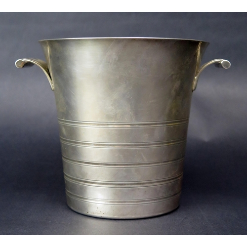 683 - An Art Deco period silver plated ice bucket of tapering cylindrical form, 14cm high.