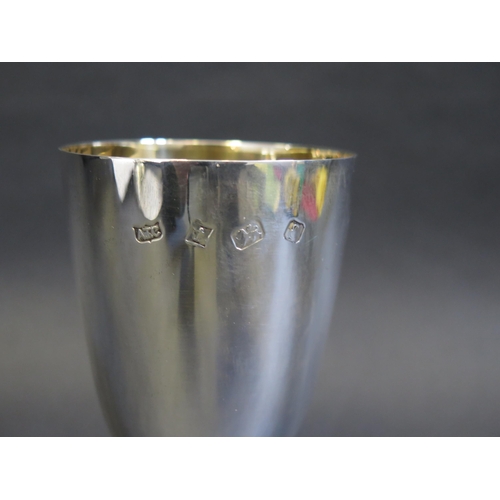 699 - An Elizabeth II silver wine goblet, maker A T Cannon Ltd, Birmingham 1979, the ovoid bowl with gilde... 