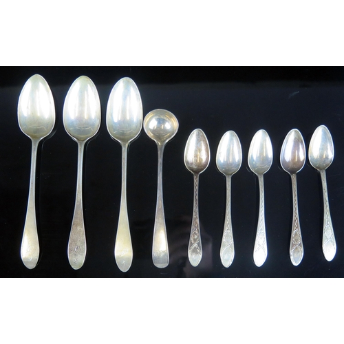 719 - A collection of provincial Scottish flatwares, includes desert spoon by Edward Livingstone, Dundee, ... 