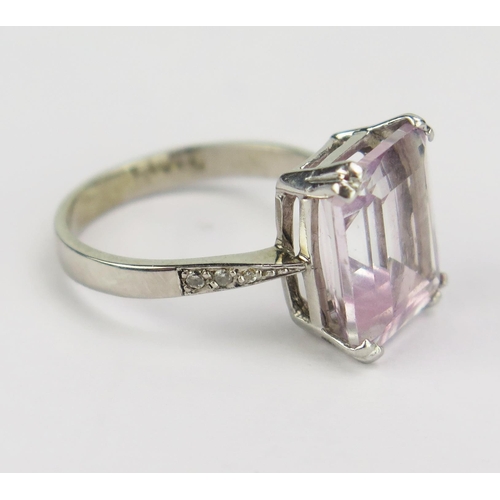 84 - An 18ct White Gold, Pink Topaz and Diamond Ring, 11.8x10mm principal stone, stamped 18CT, size L.5, ... 