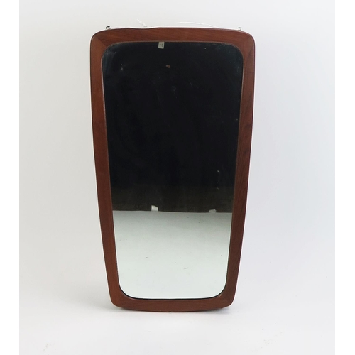 1074B - A teak framed Danish style wall mirror in the Clark Eaton style, 72 x 39cm.