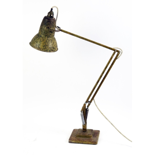 1077 - A Herbert Terry design angle-poise lamp, with mottled effect shade frame and stand.