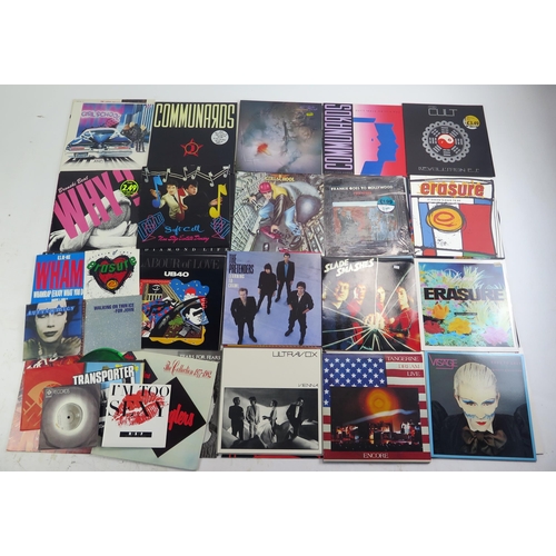 1123B - A collection of45 and 33rpm records and LP's, artists include Tears for Fears, Duran Duran, Blondie.... 