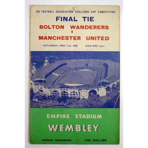 1297A - A 1958 F. A. Cup final official programme, Bolton Wanderers V Manchester United, played on 3rd May. ... 