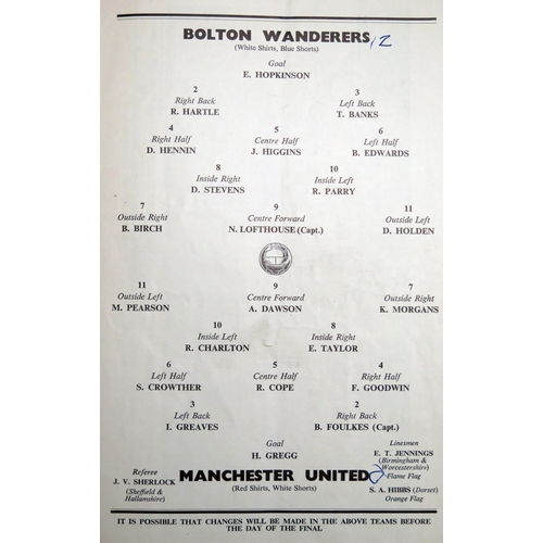 1297A - A 1958 F. A. Cup final official programme, Bolton Wanderers V Manchester United, played on 3rd May. ... 