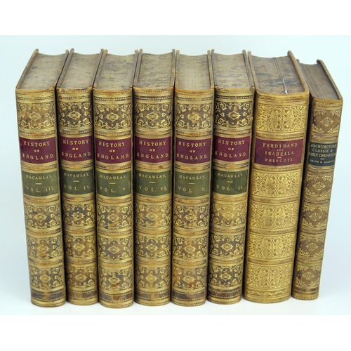 1602A - MACAULEY (Thomas) The History of England, six volumes, calf. gilt. PRESCOTT (William) History of the... 