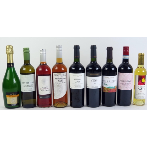 1632 - A mixed collection of nine bottles of wine, includes Fortnum & Mason Malbec 2019, 2020, Rosso Piceno... 