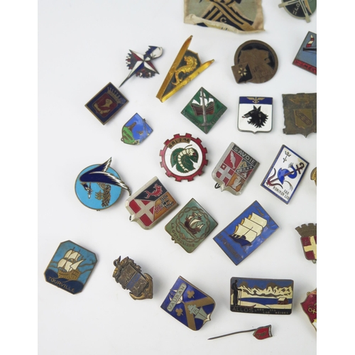 1674 - A large collection of enamel badges, mostly French.