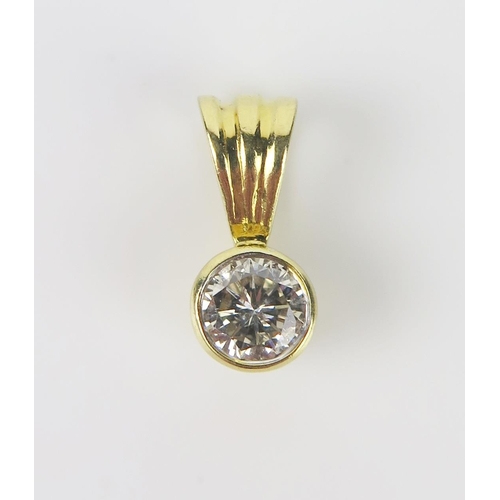 297 - An 18ct Gold and Diamond Solitaire Pendant, 4mm brilliant round cut, 11mm drop, hallmarked, 0.88g