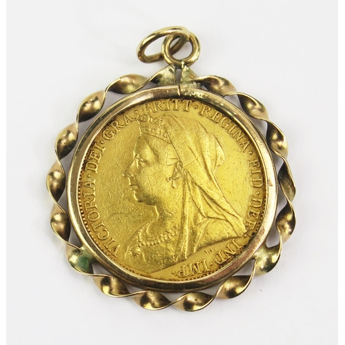 35 - An 1894 Gold Sovereign in a pendant mount, unmarked, KEE tested as 9ct, 9.84g gross
UNLESS OTHERWISE... 