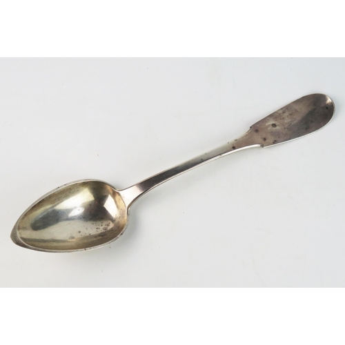 779 - A Sardinian silver Fiddle pattern serving spoon, bears mark for 1824-1872 finesse 950, 28.5cm long, ... 