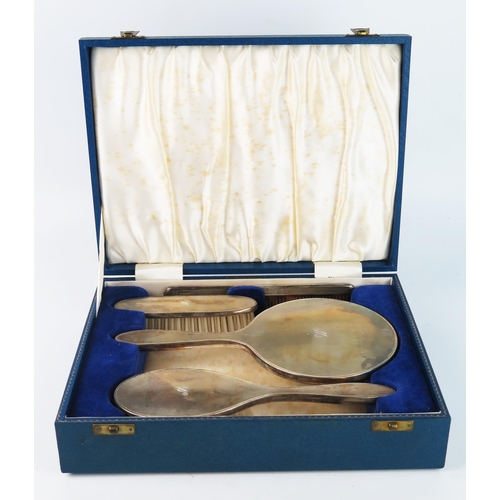 781 - An Elizabeth II silver mounted dressing table set, maker Barker Ellis Silver Co, Birmingham, 1965, i... 