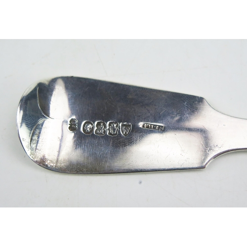 783 - A Victorian Irish silver fish slice maker James R Neill, Dublin, 1842, crested, the pierced blade wi... 