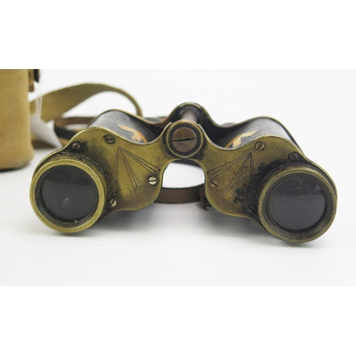 1348 - Ross, London, a pair of army issue field glasses contained in a khaki canvas case.