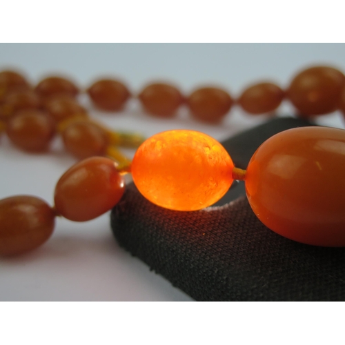 135 - A Pressed Amber Graduated Bead Necklace, largest 27.7x24.5mm, second largest 28.3x21.5mm, 39