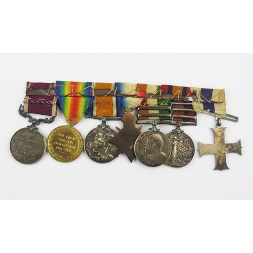 1350 - An Military Cross group of seven to J Wreford K.O.S.B. includes Military cross, Queens South Africa ... 