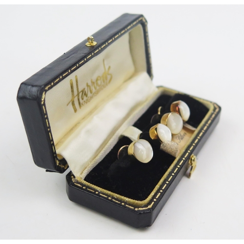 214 - A Pair of Harrods Gold on Silver Moonstone Cufflinks, boxed