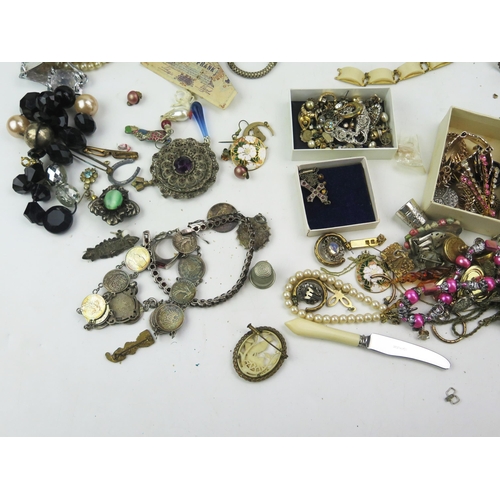 320 - A Box of Costume Jewellery including, silver jewellery, five rings a silver coin bracelet, one other... 