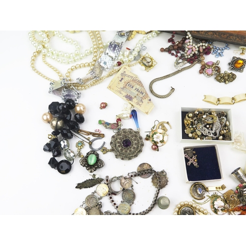 320 - A Box of Costume Jewellery including, silver jewellery, five rings a silver coin bracelet, one other... 