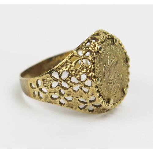 326 - A 9ct Gold 'Coin' Ring, size N.5, hallmarked, 3.46g