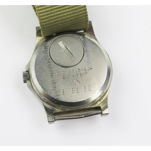 458 - A CWS Military 'Fat Boy' Wristwatch, 35.2mm case with quartz movement, the back engraved with crow's... 