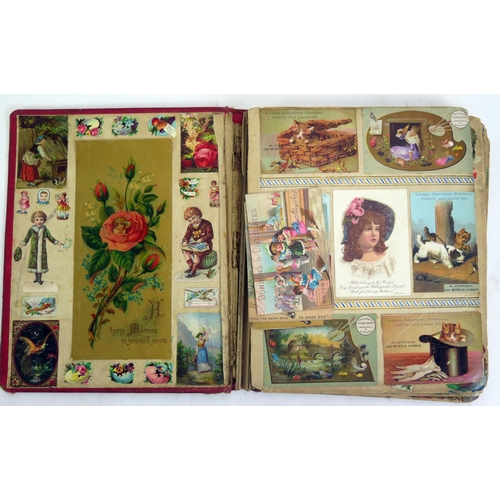 1618A - A Victorian scrap album, filled with scraps, advertising ephemera, mostly American.