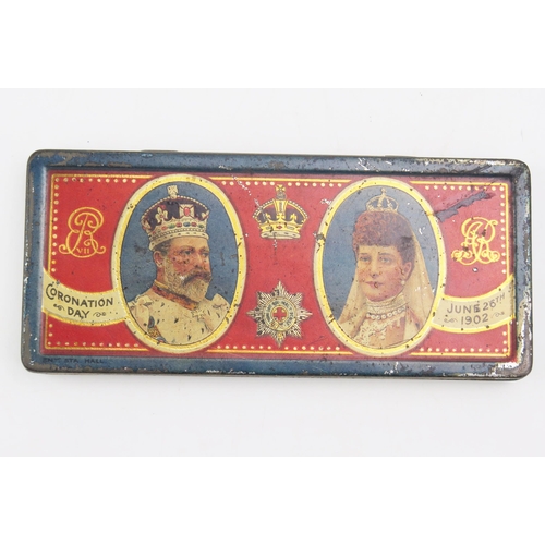 1620 - A Rowntree Edward VII coronation chocolate tin, with lithographed decoration, 12.5cm long.