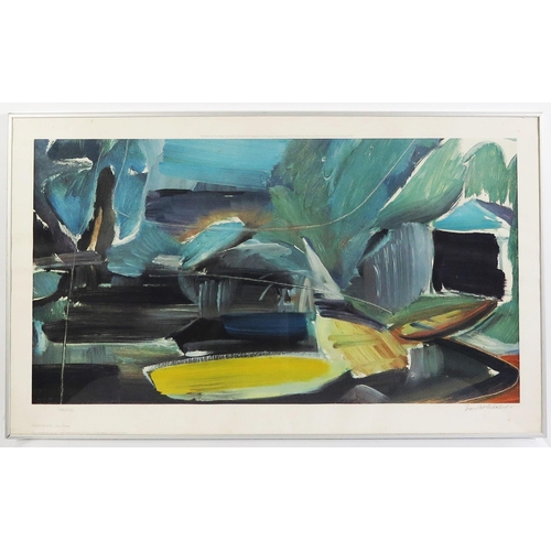 1015 - Ivon Hitchens (1893-1979), Three Boats, offset lithograph numbered 78/100 in black ink with blind st... 