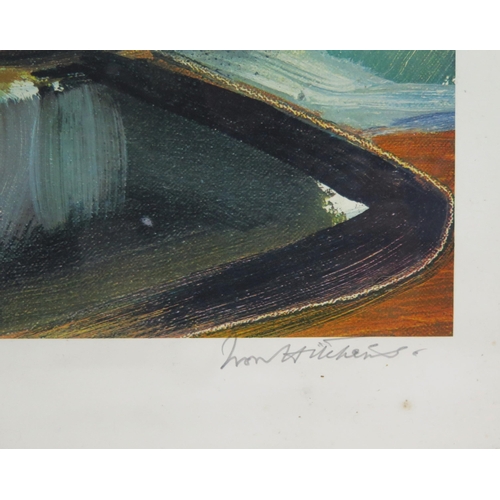 1015 - Ivon Hitchens (1893-1979), Three Boats, offset lithograph numbered 78/100 in black ink with blind st... 