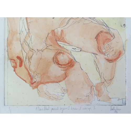 1552 - A pair of Twentieth Century etchings and mixed media in the style of Egon Schiele, titled 'A time th... 