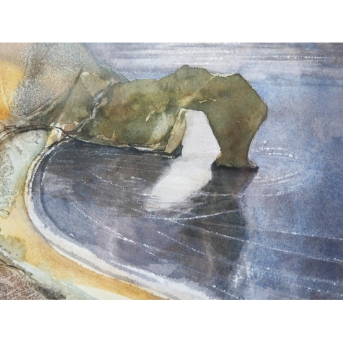 1553 - Michael Morgan SWA, FRSA (1928 - 2014), renowned West Country artist, Durdle Door - Dorset, watercol... 