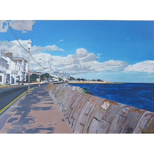 1554 - A colourful print of Exmouth Esplanade, signed, 25 x 19cm, F & G