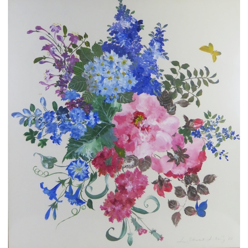 1558 - Liz Stewart Liberty (1930 - 2021), Floral and butterfly study 1988, acrylic, pencil signed and dated... 