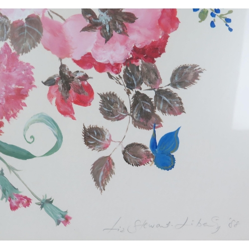 1558 - Liz Stewart Liberty (1930 - 2021), Floral and butterfly study 1988, acrylic, pencil signed and dated... 