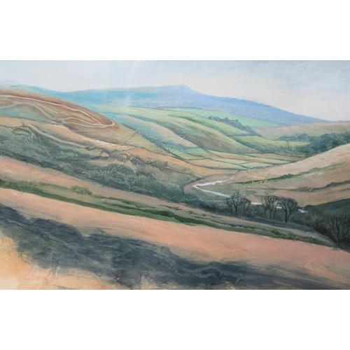 1560 - Jane Witheridge SWA (b.1965) 'View from Wistmans Wood Dartmoor', Large mixed media work using Batik ... 