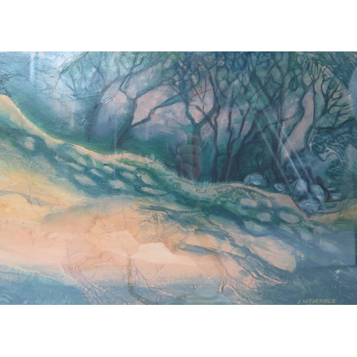 1560 - Jane Witheridge SWA (b.1965) 'View from Wistmans Wood Dartmoor', Large mixed media work using Batik ... 