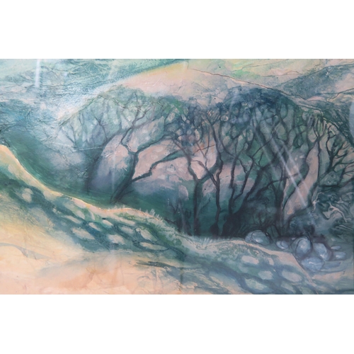 1560 - Jane Witheridge SWA (b.1965) 'View from Wistmans Wood Dartmoor', Large mixed media work using Batik ... 