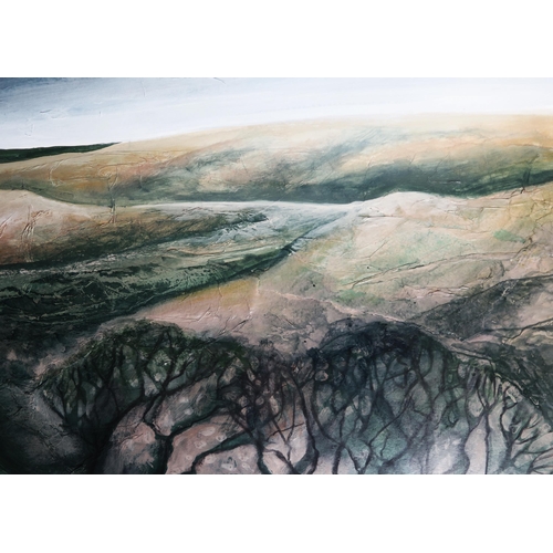 1560 - Jane Witheridge SWA (b.1965) 'View from Wistmans Wood Dartmoor', Large mixed media work using Batik ... 