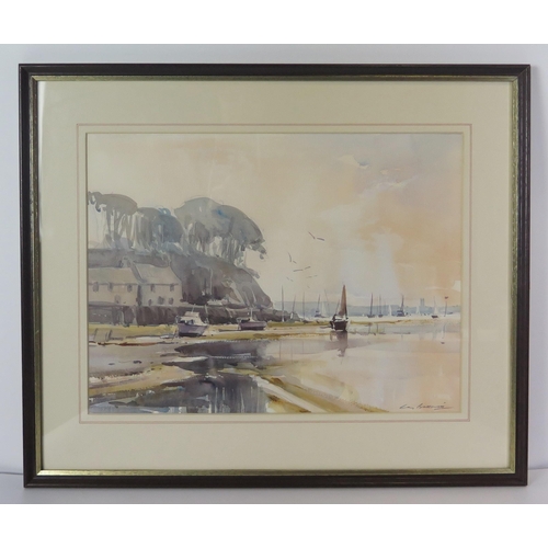 1561 - Ray Balkwill (b. 1948) well known West Country artist, watercolour of Lympstone, Devon, 43 x 33cm, F... 