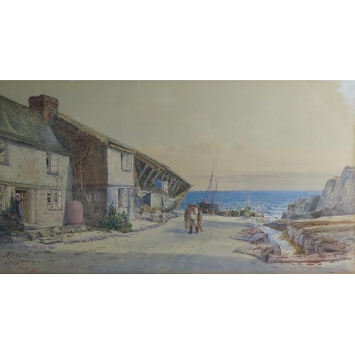 1578 - Ficklin, C19th Century signed watercolour titled 'Cadgwith Aug 1857', 45 x 25cm, F & G