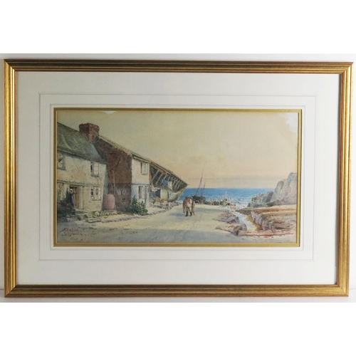 1578 - Ficklin, C19th Century signed watercolour titled 'Cadgwith Aug 1857', 45 x 25cm, F & G